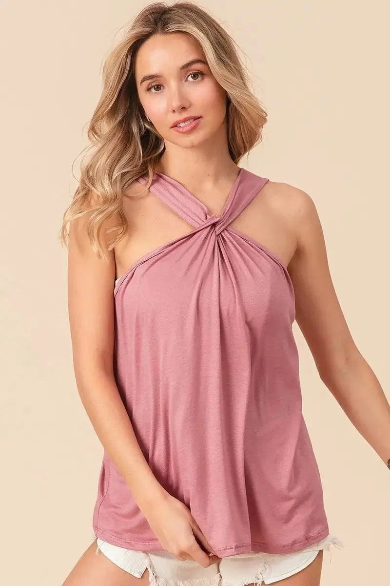 BiBi Rayon Span Jersey Knit Halter Neck Tank Top for Women - Love Salve